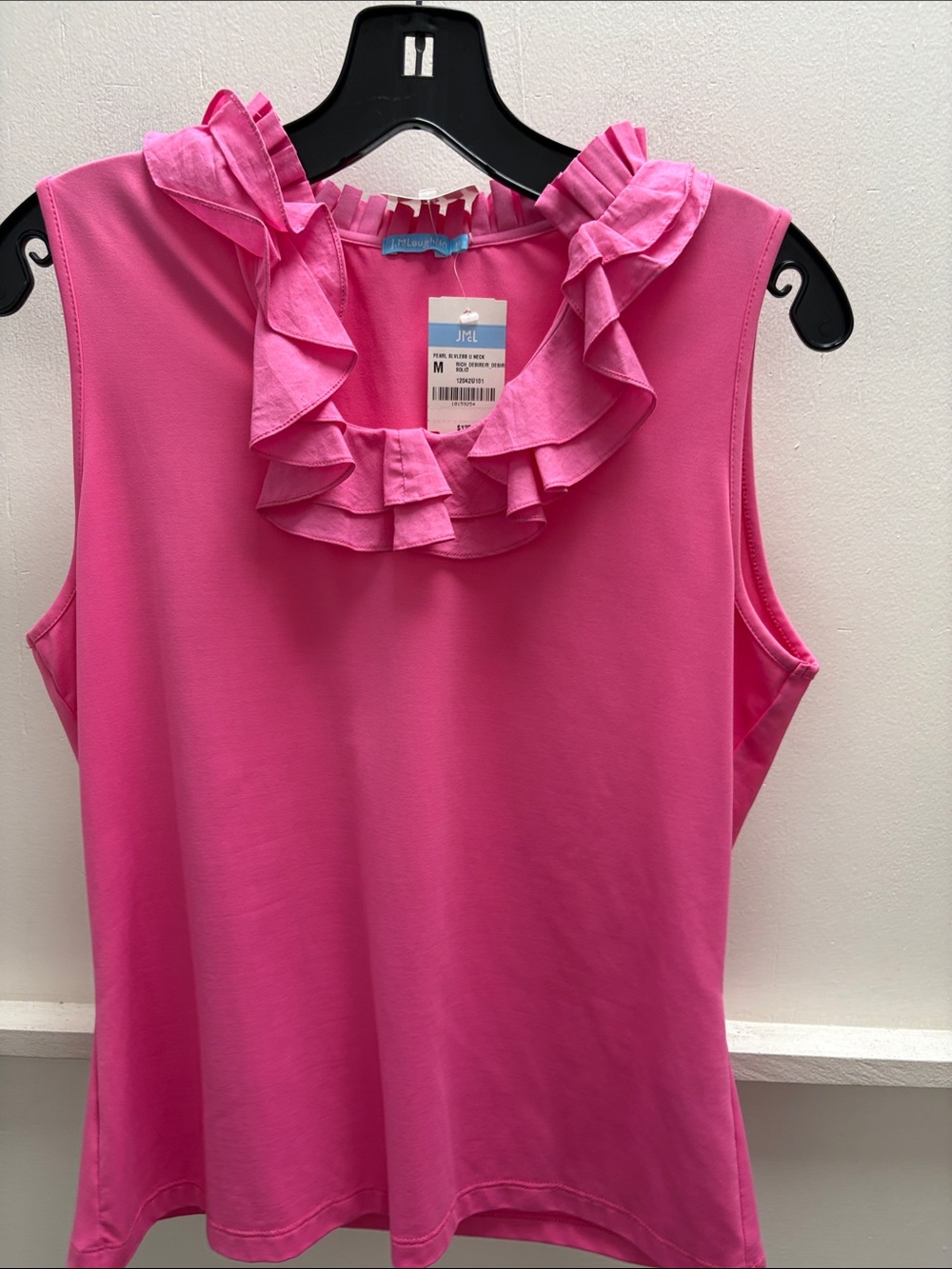 J. McLaughlin Pink Ruffled Sleeveless Tank